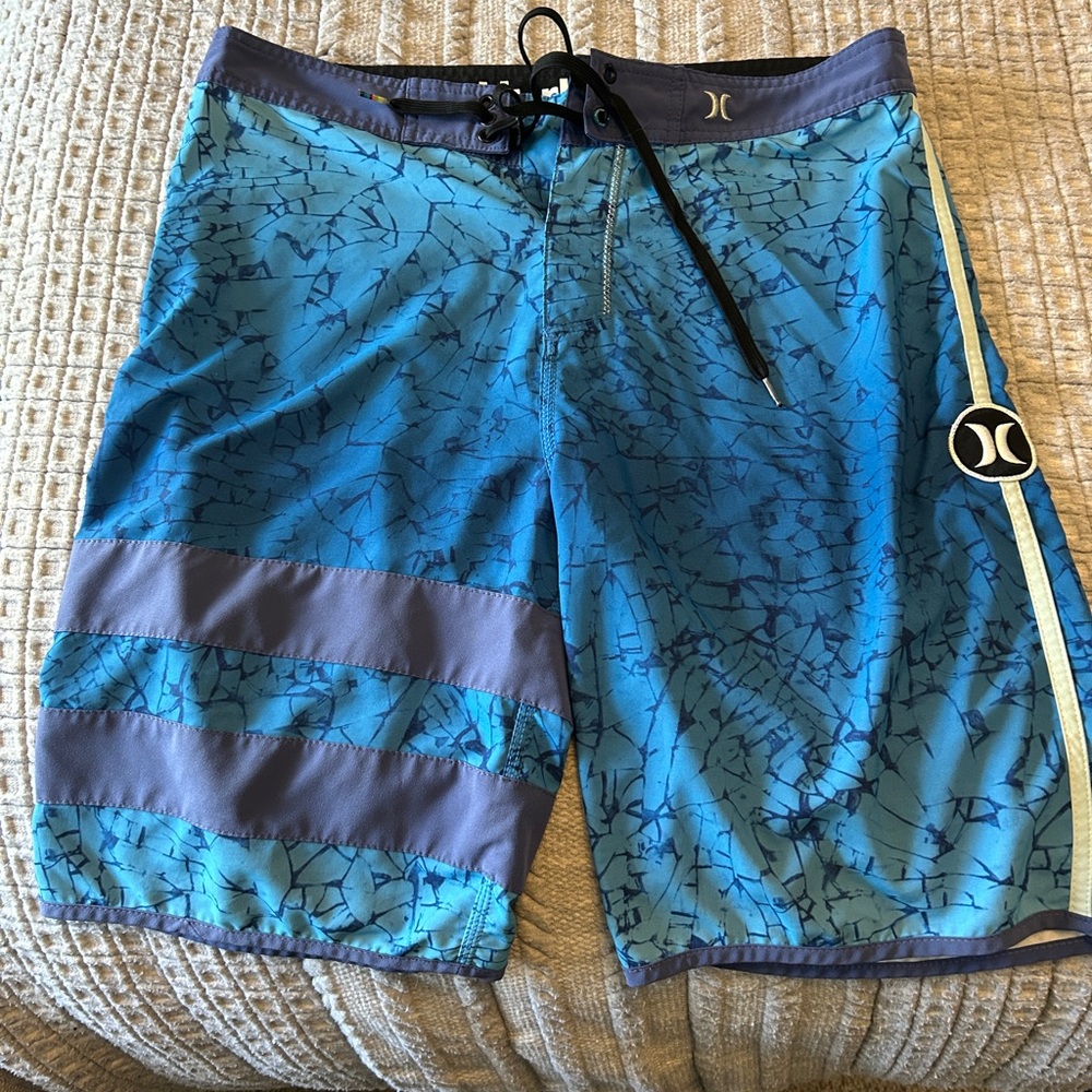 Hurley Men's Blue and Gray Board Shorts 34” waist